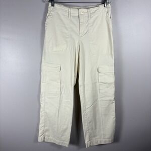 Universal Threads Women's 10 Ivory Cream High Waist Wide Leg Cargo Trouser Pants